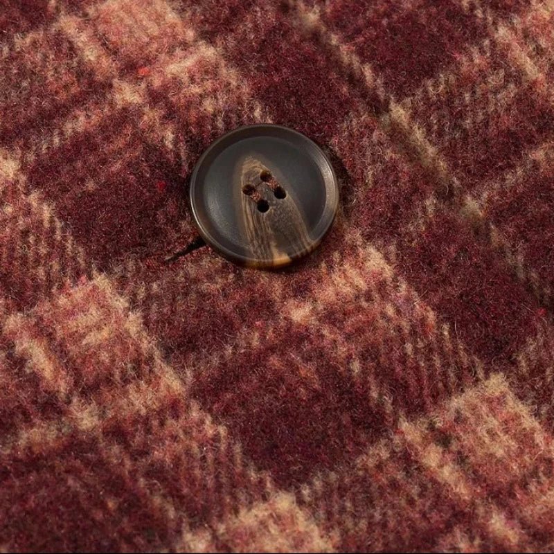 Edith Plaid Wool-Blend Coat in burgundy plaid – detail