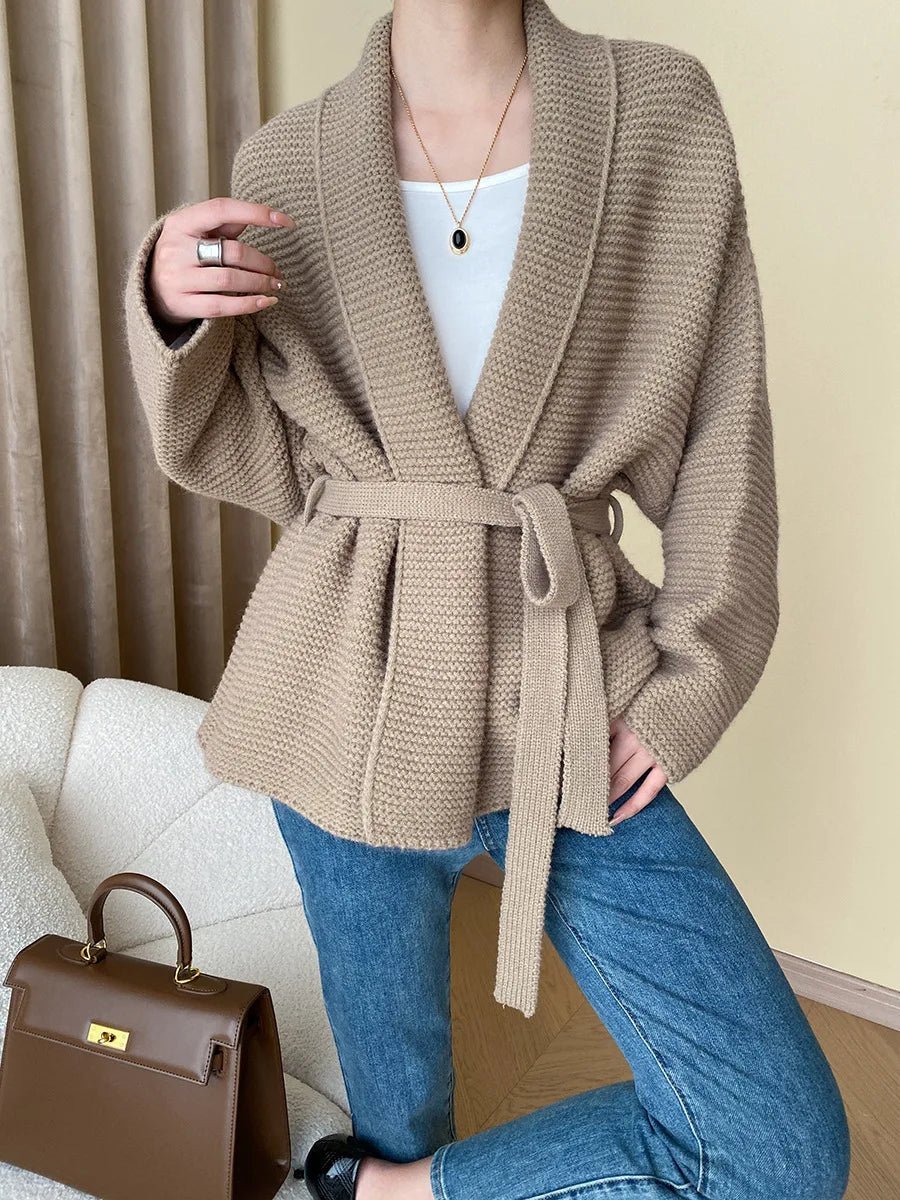 Abigail stickad cardigan med skärp