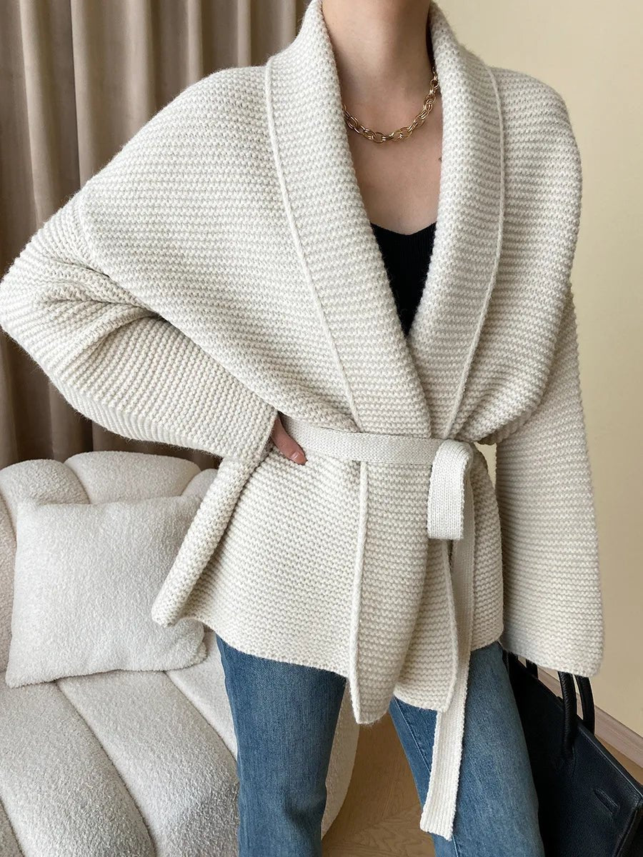 Abigail stickad cardigan med skärp