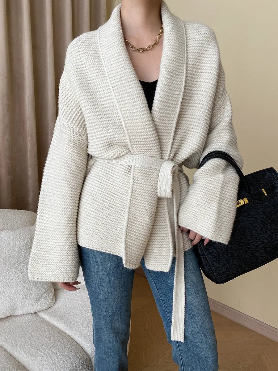 Abigail stickad cardigan med skärp