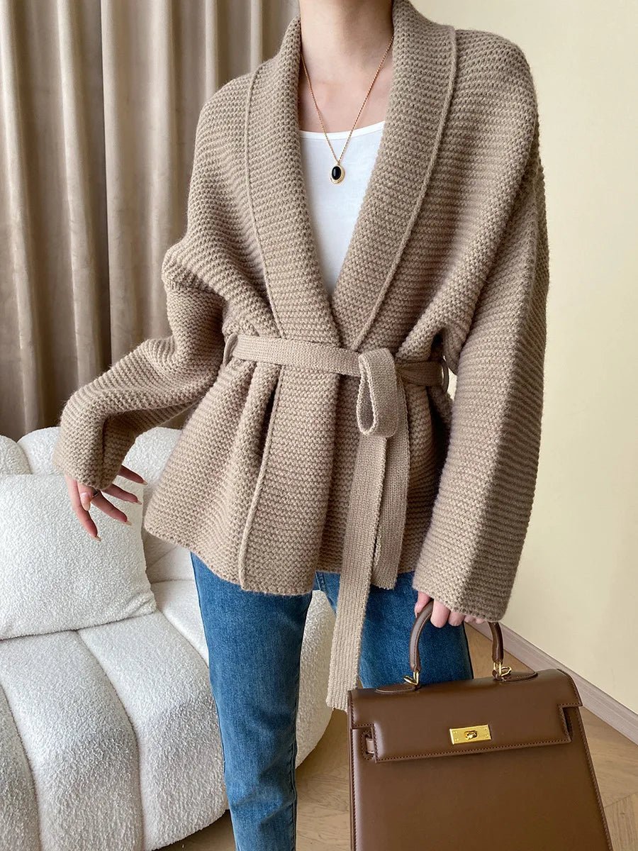 Abigail stickad cardigan med skärp