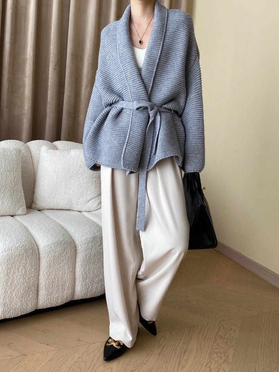 Abigail stickad cardigan med skärp