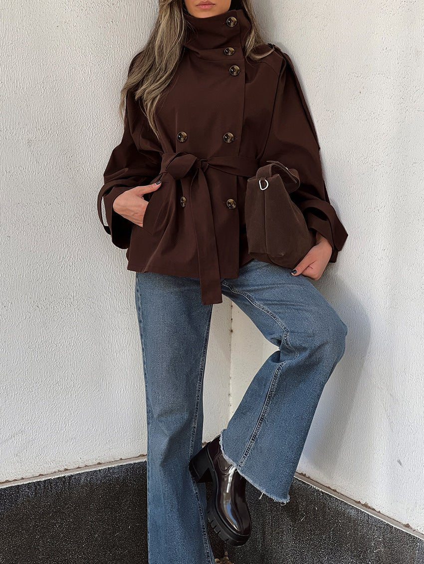 Aida kort trenchcoat med snörning