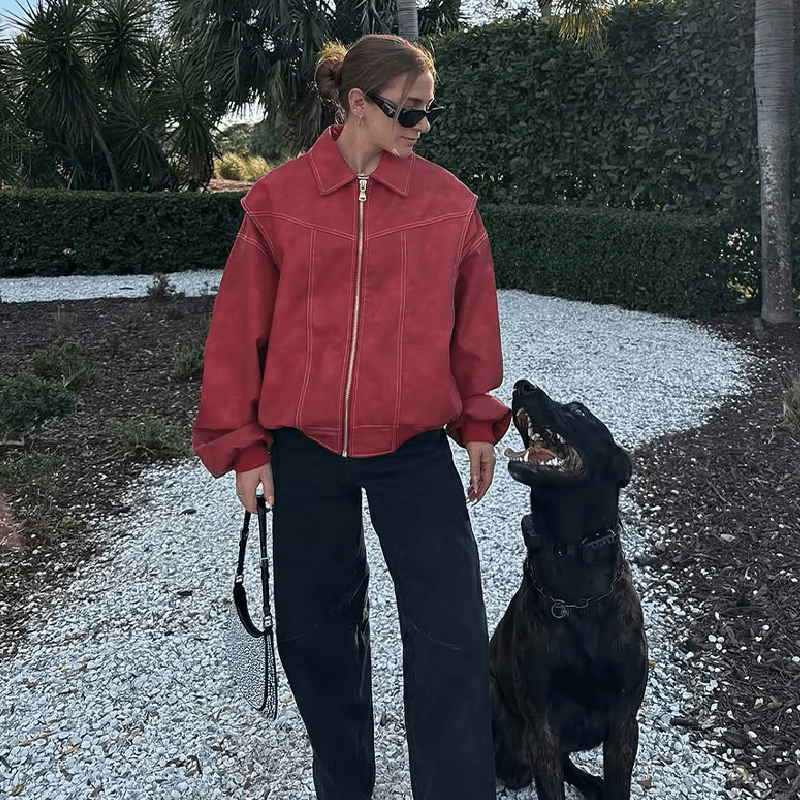 Albina jacka i konstläder
