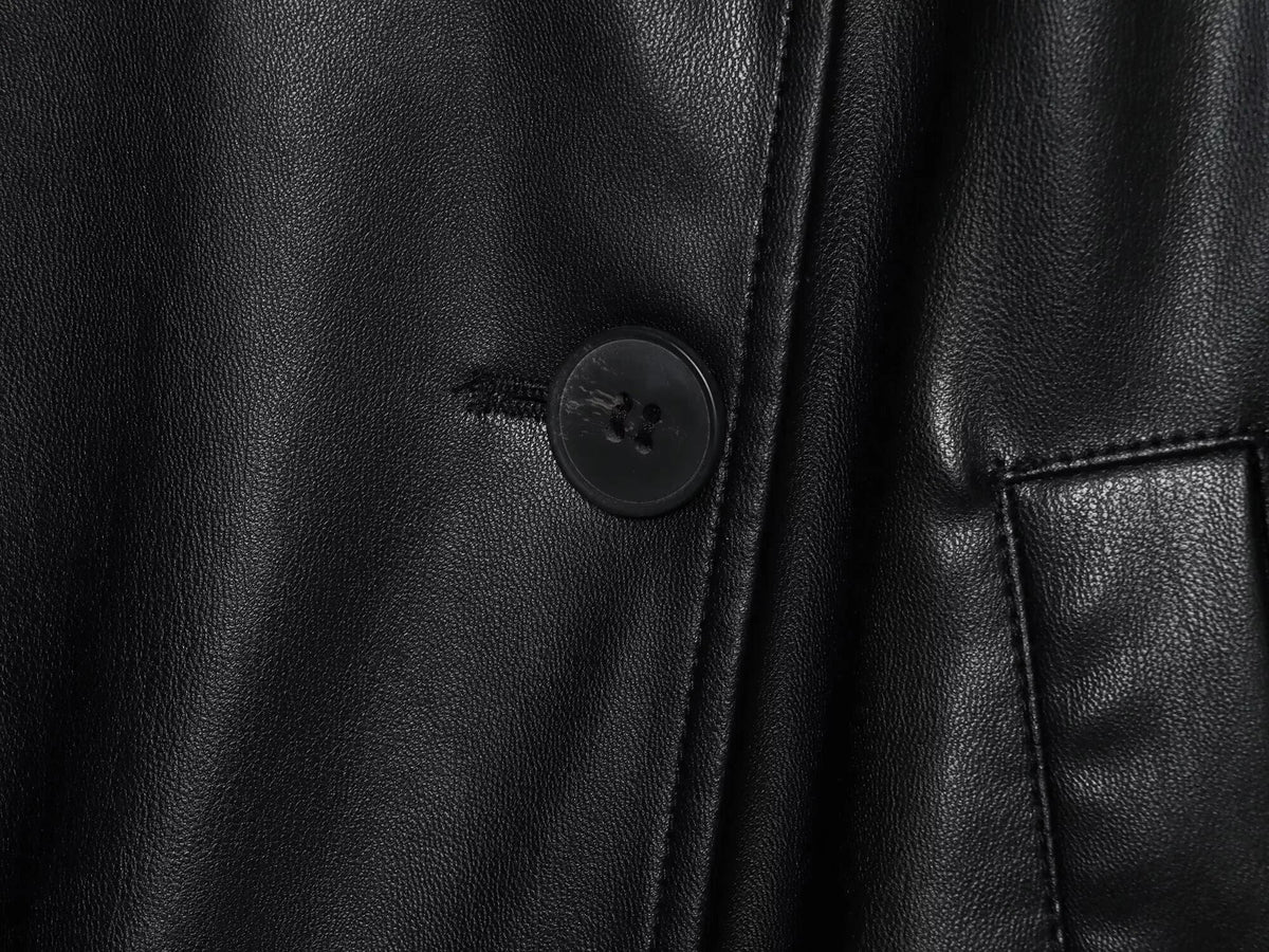 Alma kort trenchcoat i imiterat läder