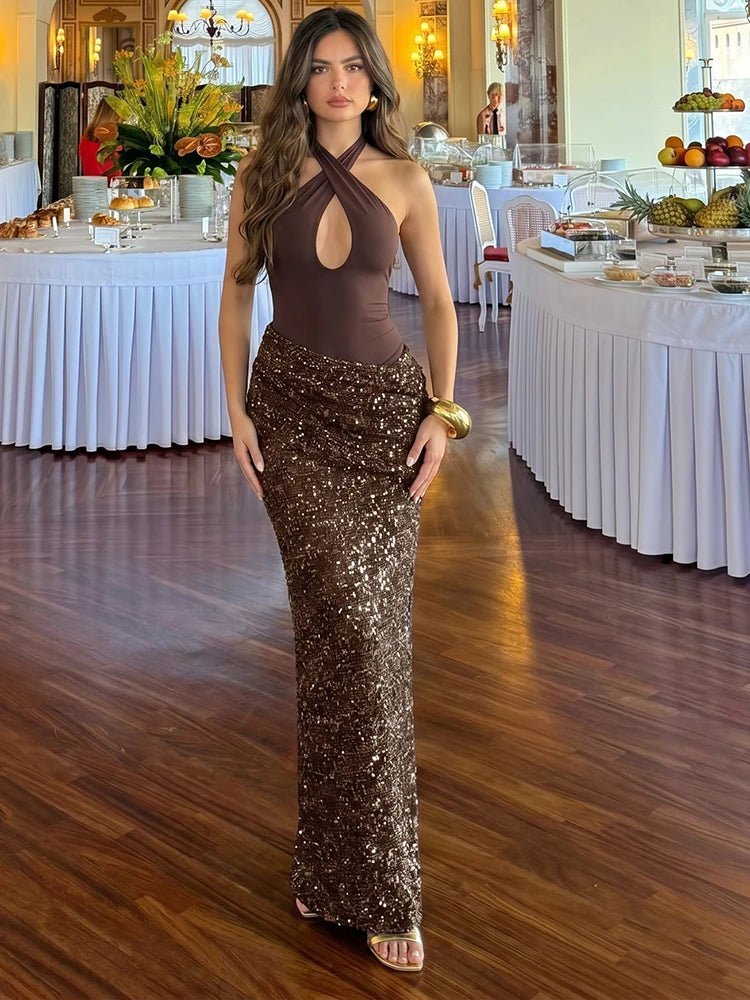 Amelia Criss-Cross Draped Maxi Dress