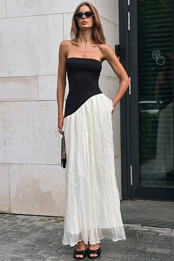 Amelie Contrast Irregular Maxi Dress