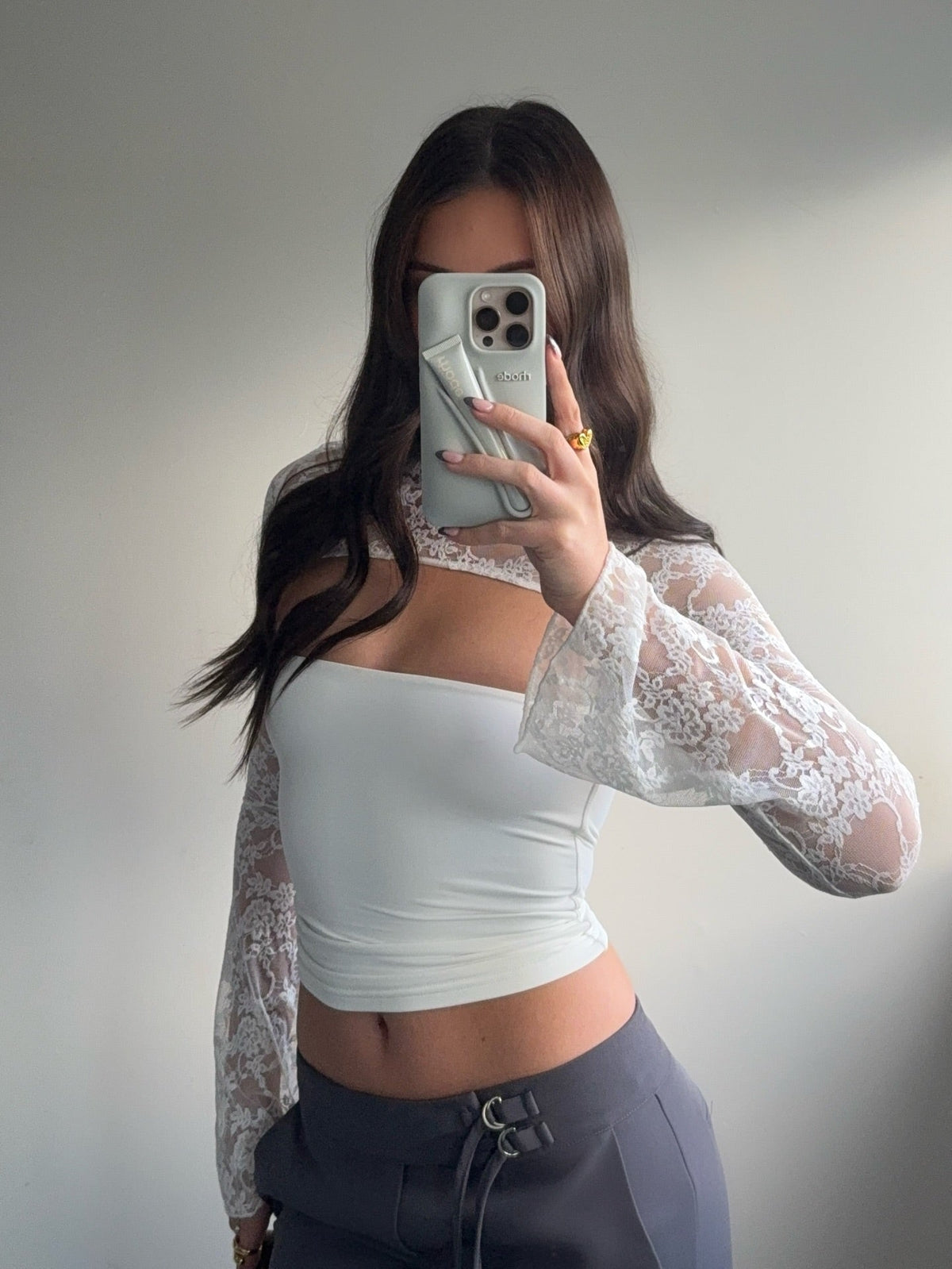 Amy Lace Patchwork Long Sleeve Top