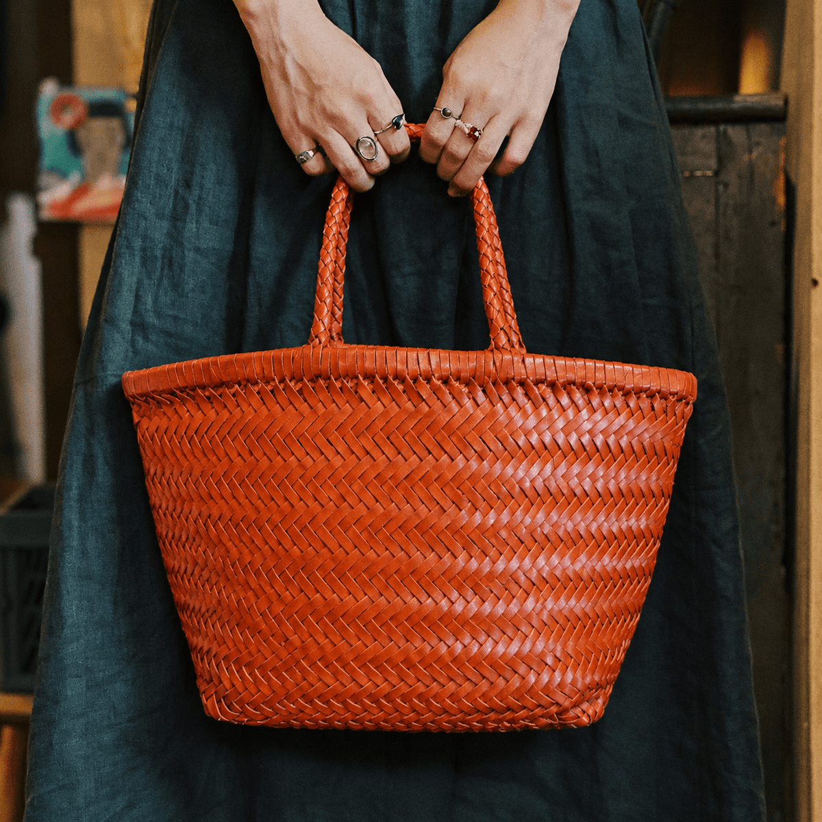 Anais Handwoven Leather Tote Bag