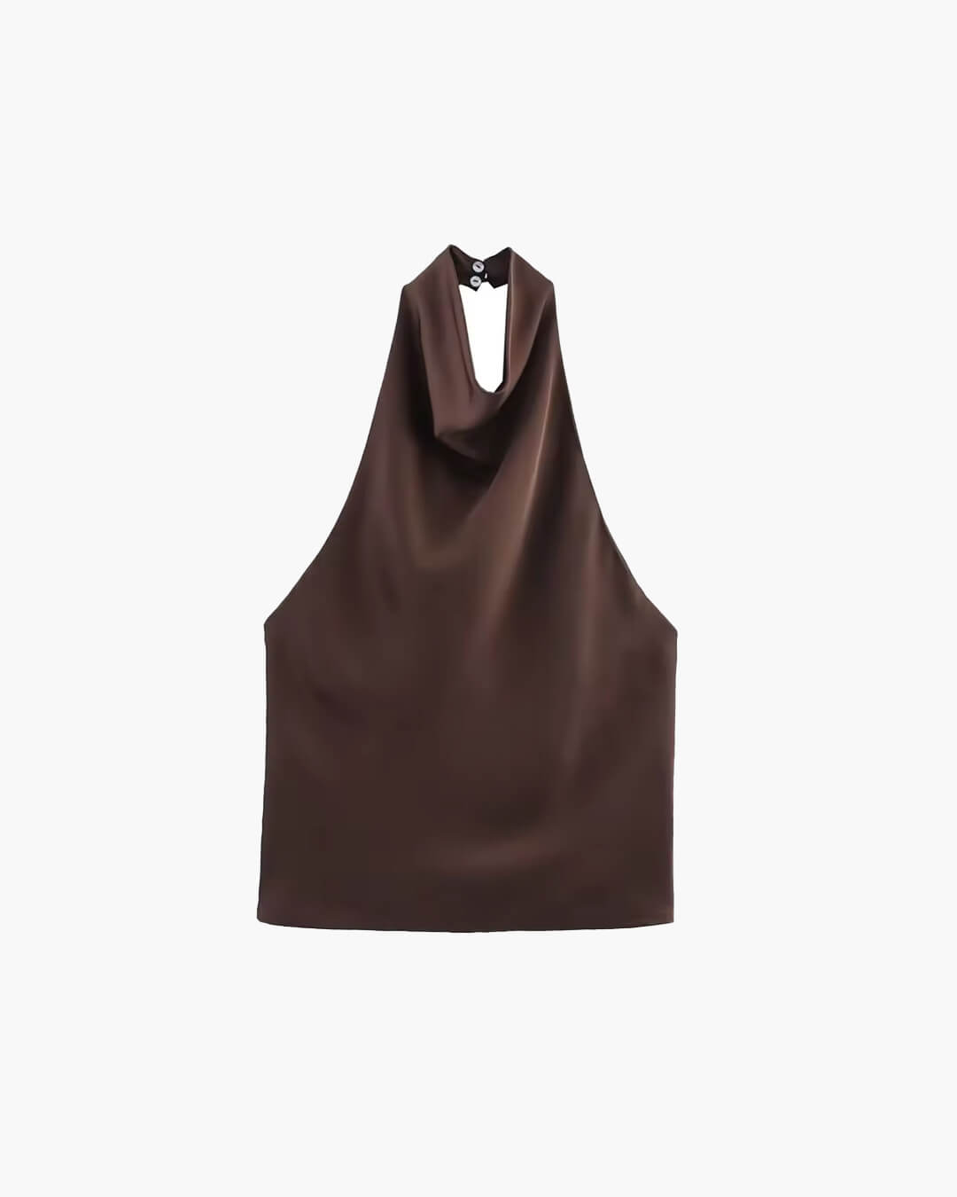 Anastasia satintopp med halterneck och bar rygg
