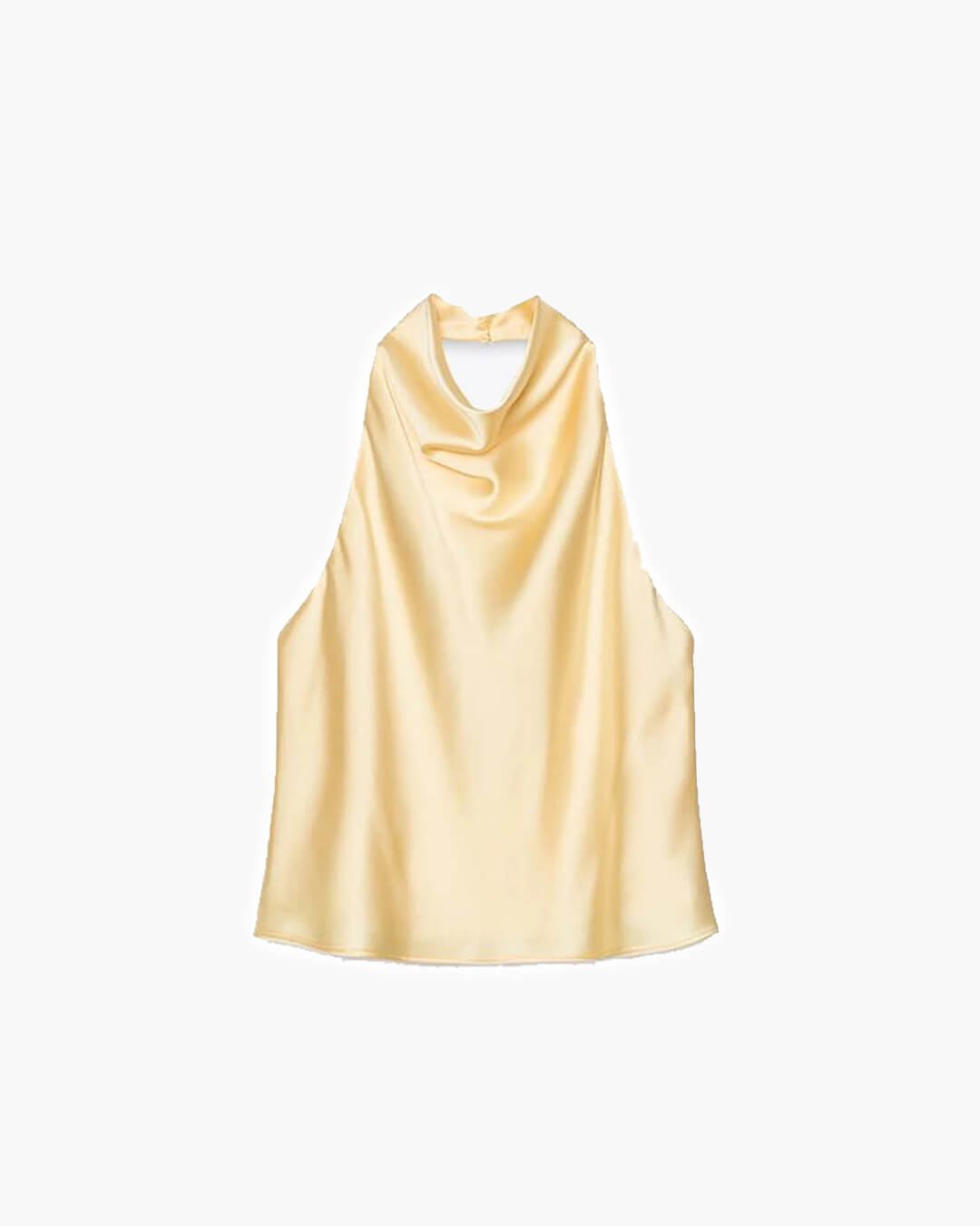 Anastasia satintopp med halterneck och bar rygg