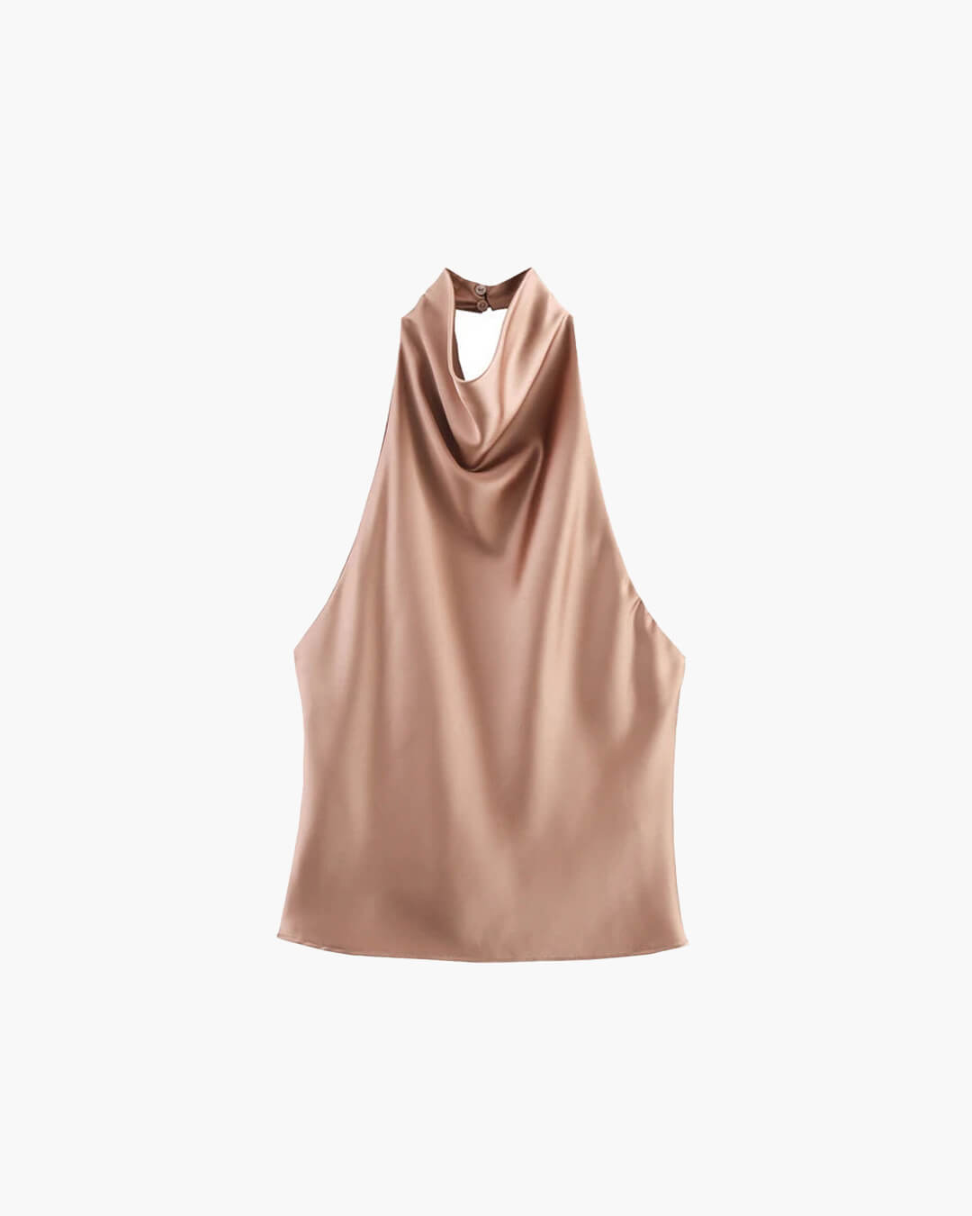 Anastasia satintopp med halterneck och bar rygg