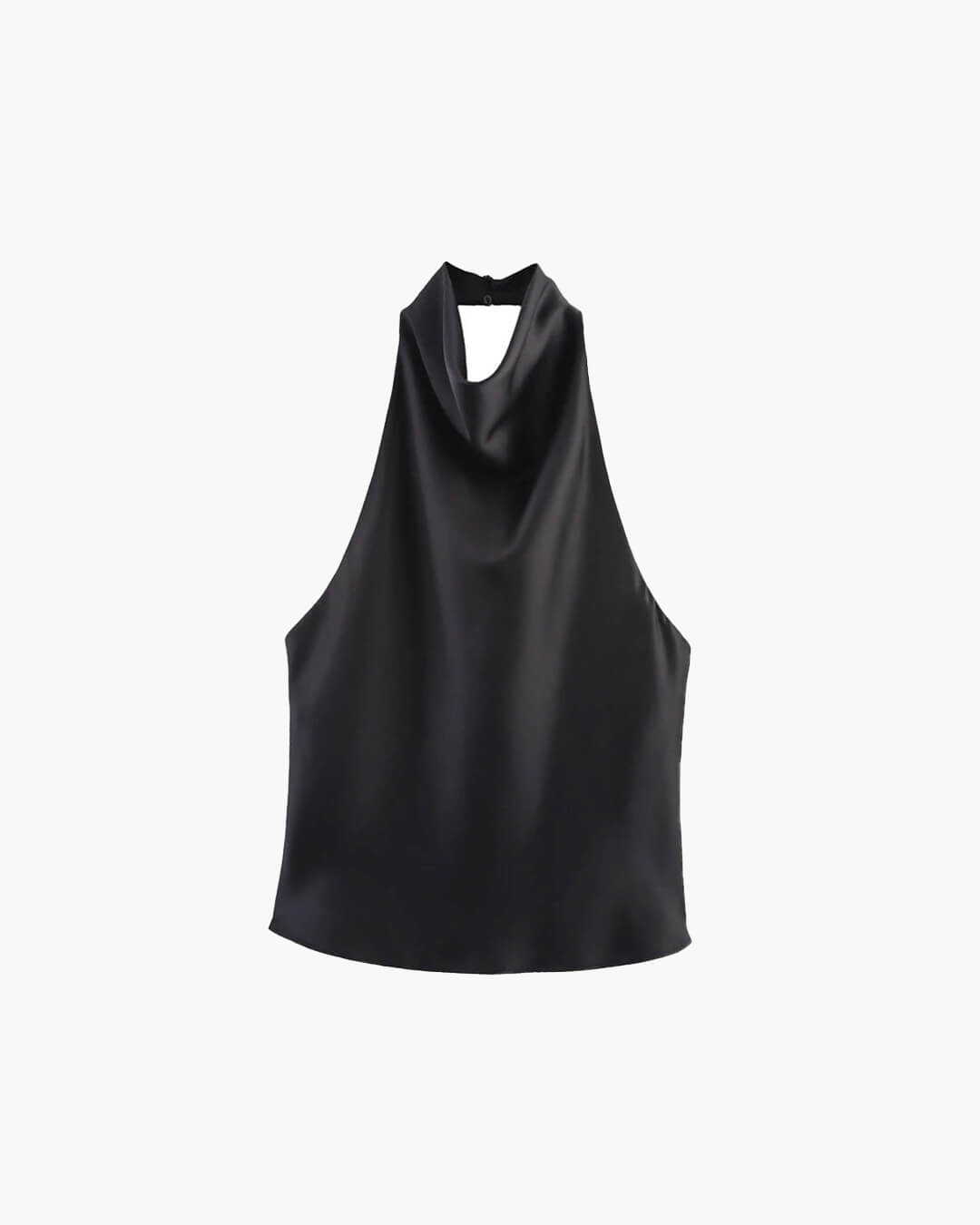Anastasia satintopp med halterneck och bar rygg
