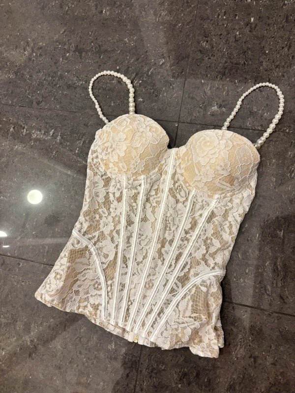 Aneyla skir spetsbustier med tunna axelband