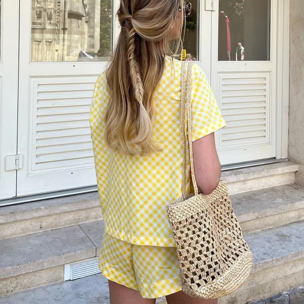 Anna pyjamaset med rutig babydoll-topp