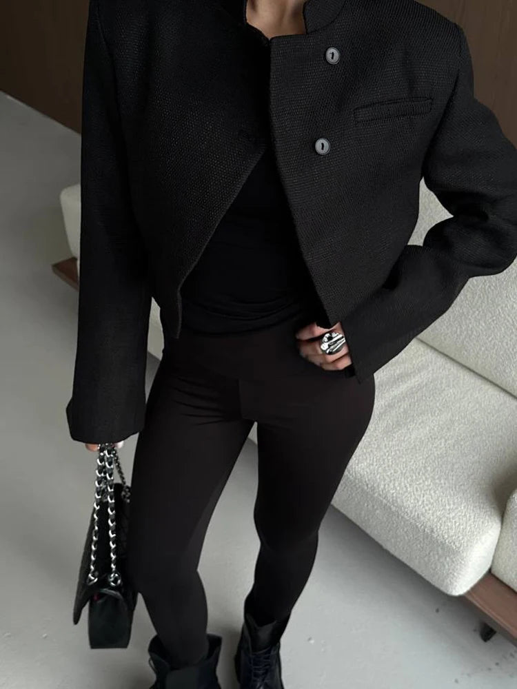 Anneliese Cropped Button-Front Blazer