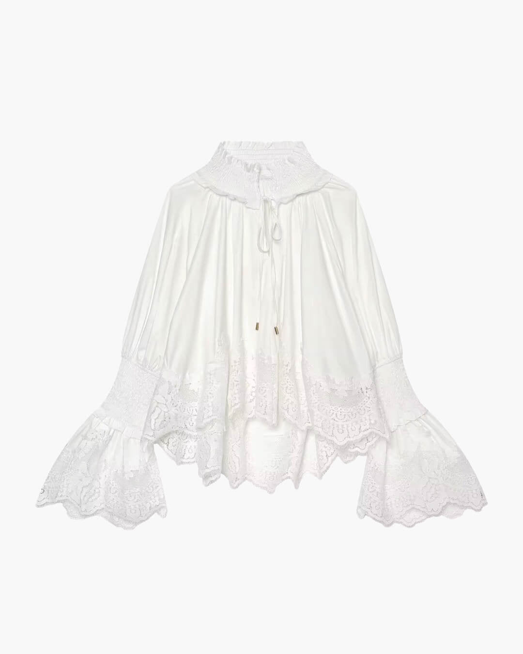 Annie blus med broderier och spetskant