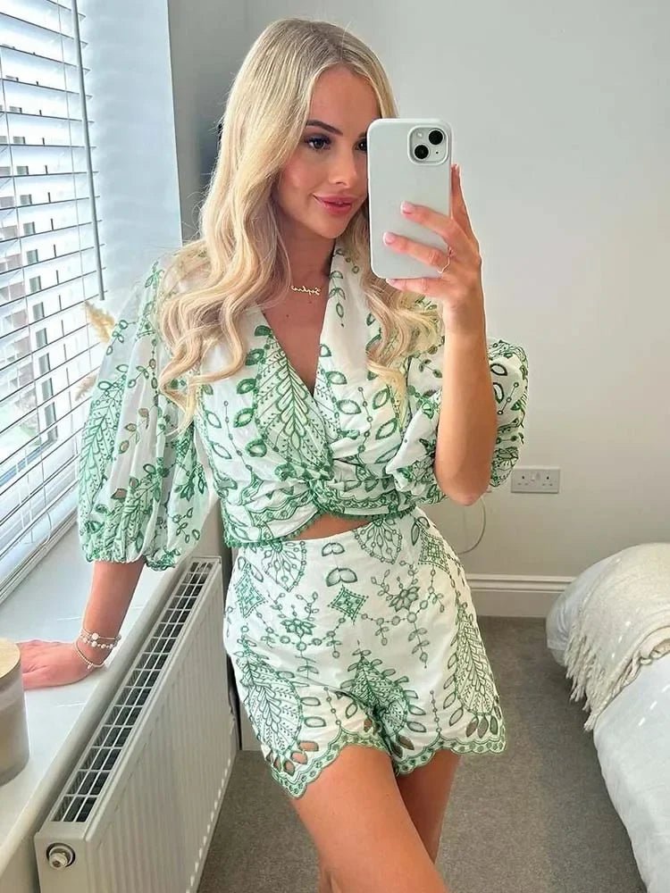 Aoife broderat shortsset