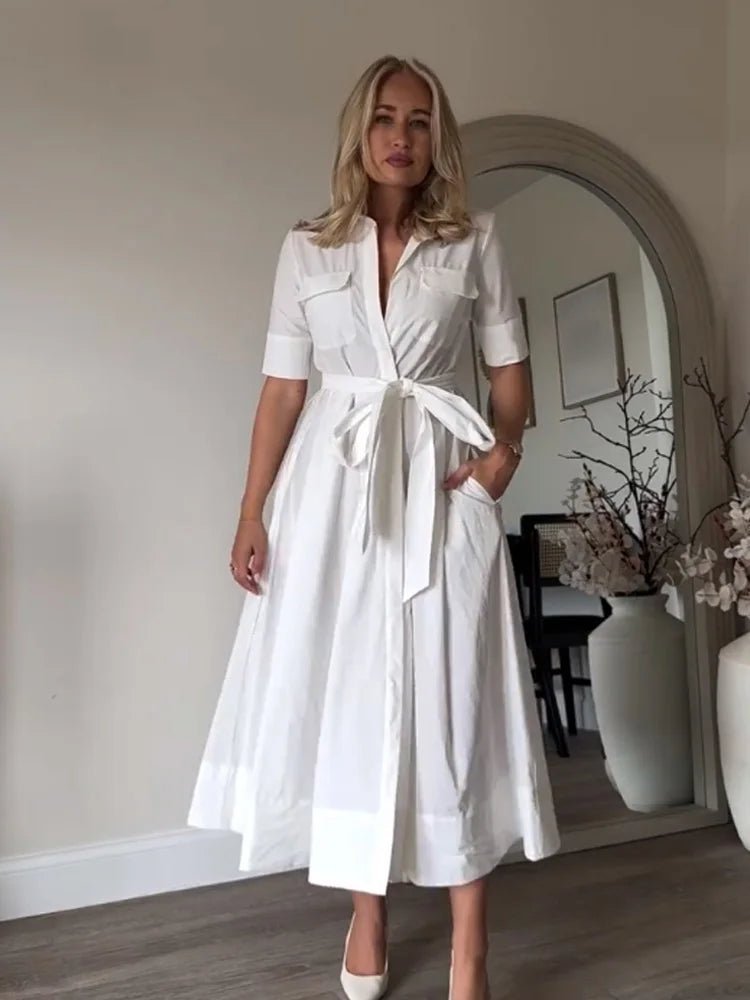 Ariane skjortklänning i midilängd med skärp