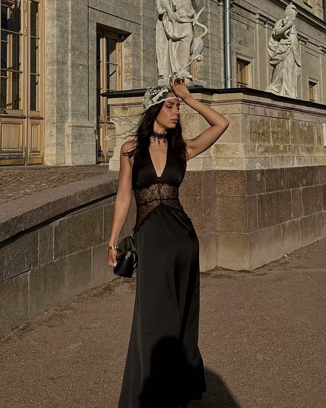 Astrid Satin Lace Waist Backless Dress