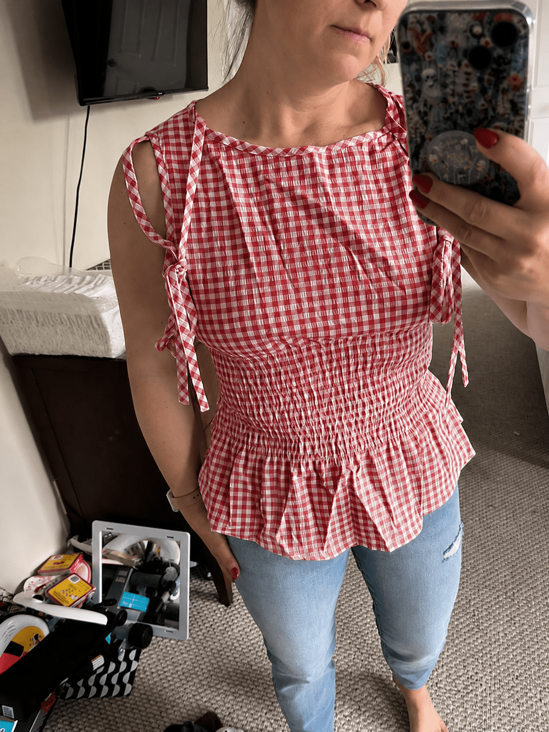 Audreys vintageblus i gingham