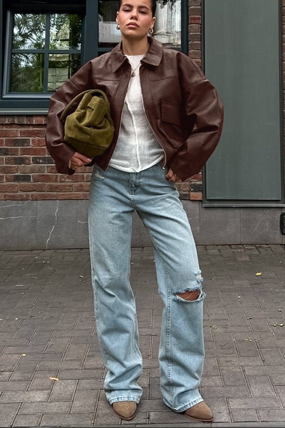 Azara vintagejacka i konstläder