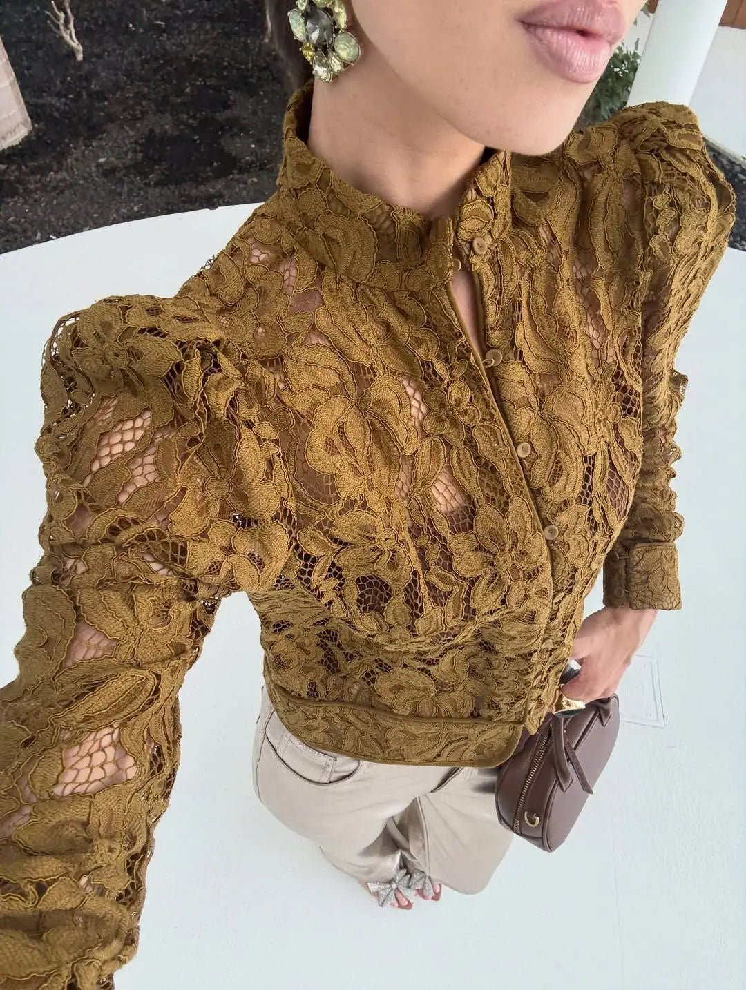 Azzurra Lace See-Through Blouse