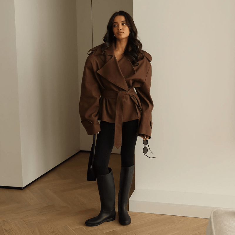 Barbara kort trenchcoat med bälte