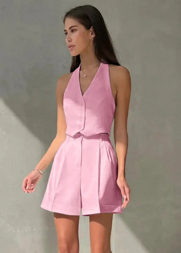 Bianca Tailored Halter Vest & Shorts Set
