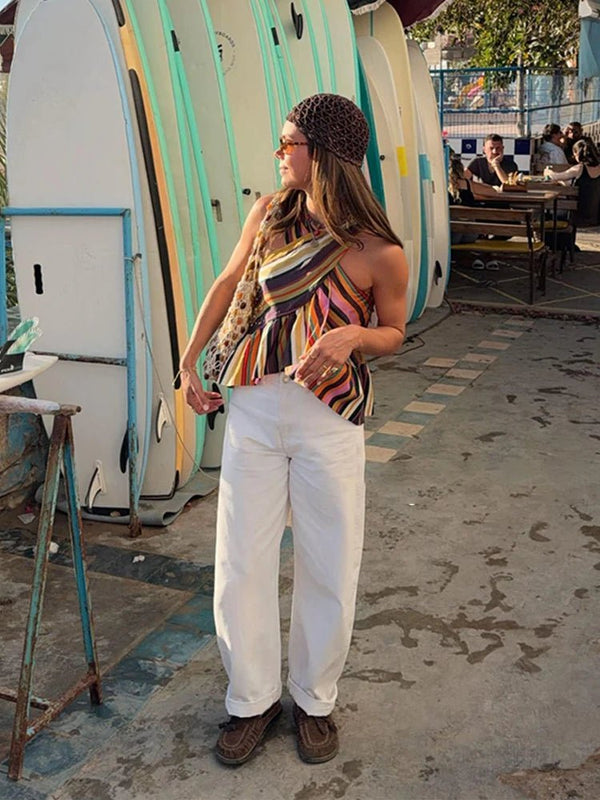Briana Striped Halter Top