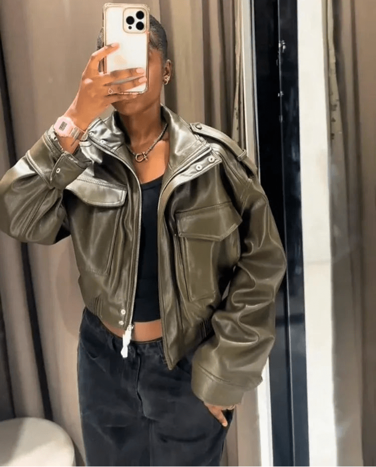 Brianna bomberjacka i konstläder