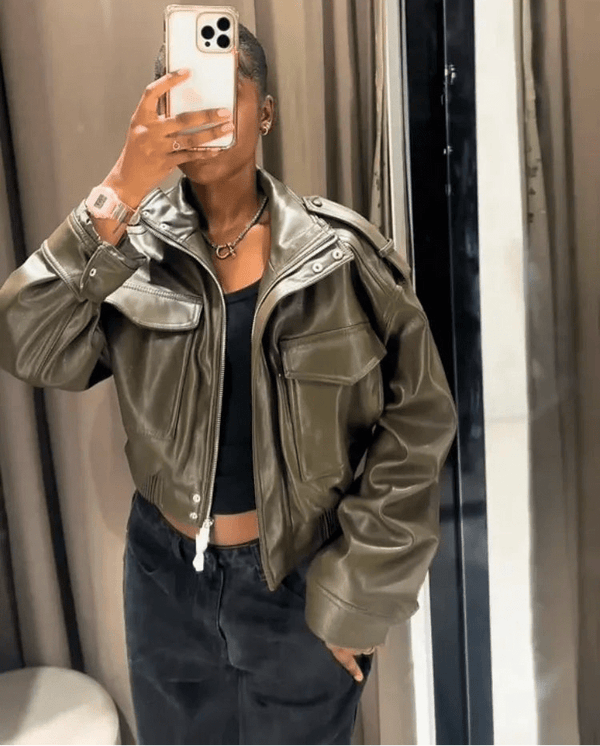 Brianna bomberjacka i konstläder