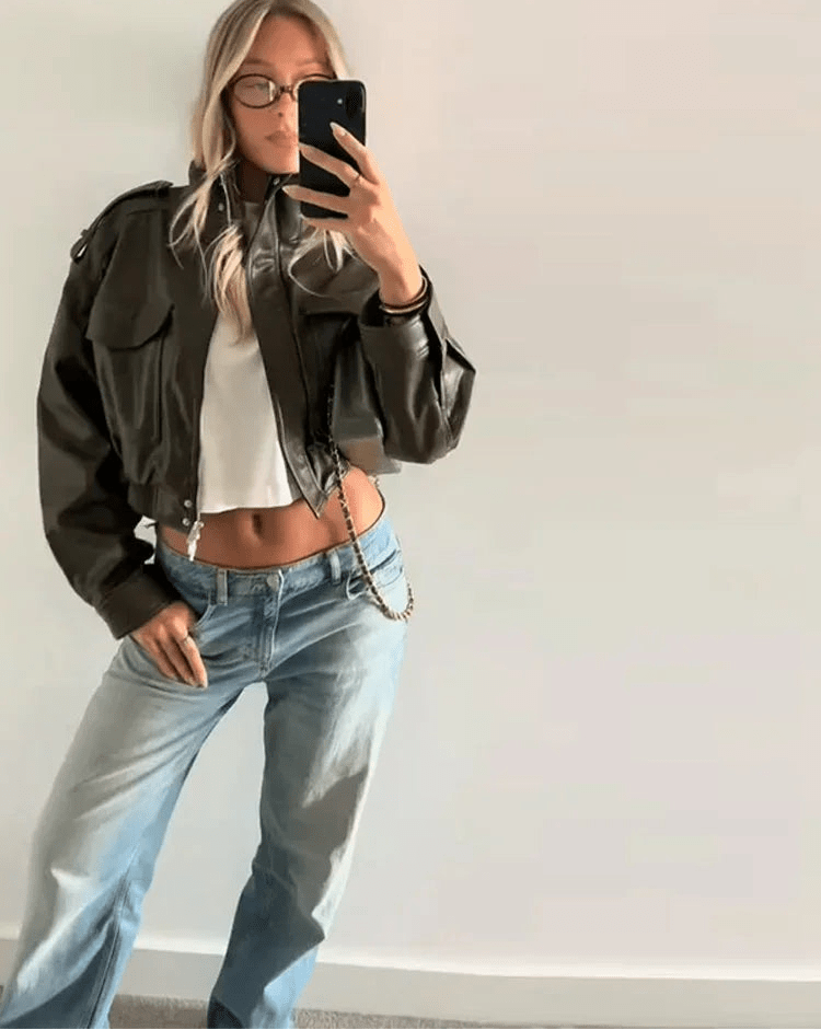 Brianna bomberjacka i konstläder