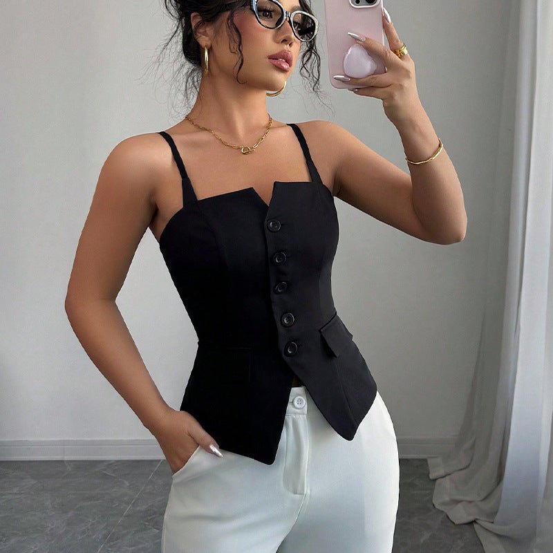 Bridget skräddad ärmlös blustopp