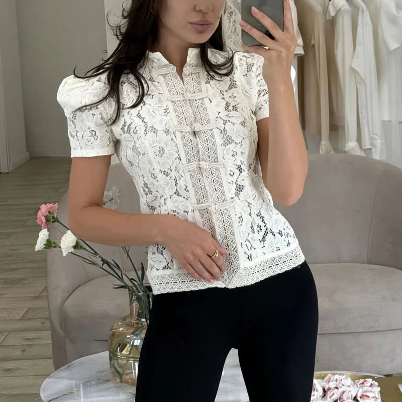 Brielle spetsmönstrad patchworkkofta