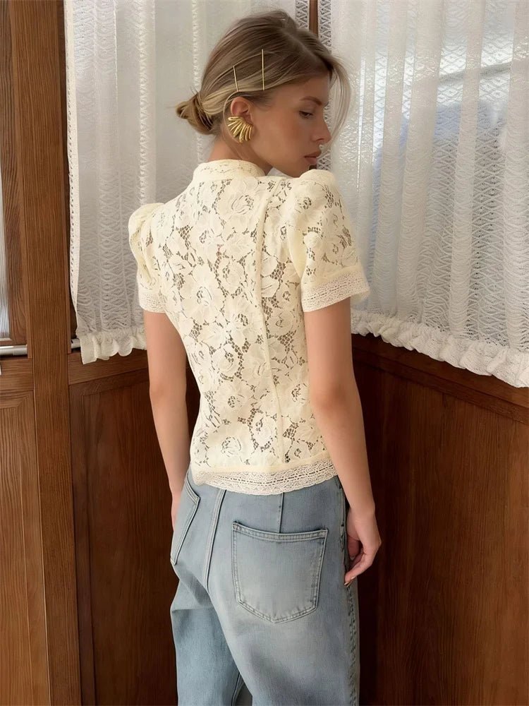 Brielle spetsmönstrad patchworkkofta