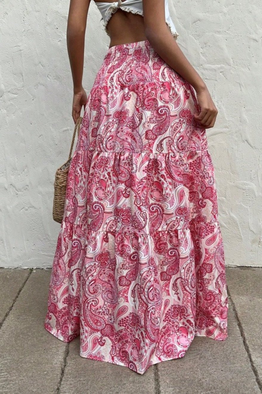Brynn Elastic Waist Paisley Maxi Skirt