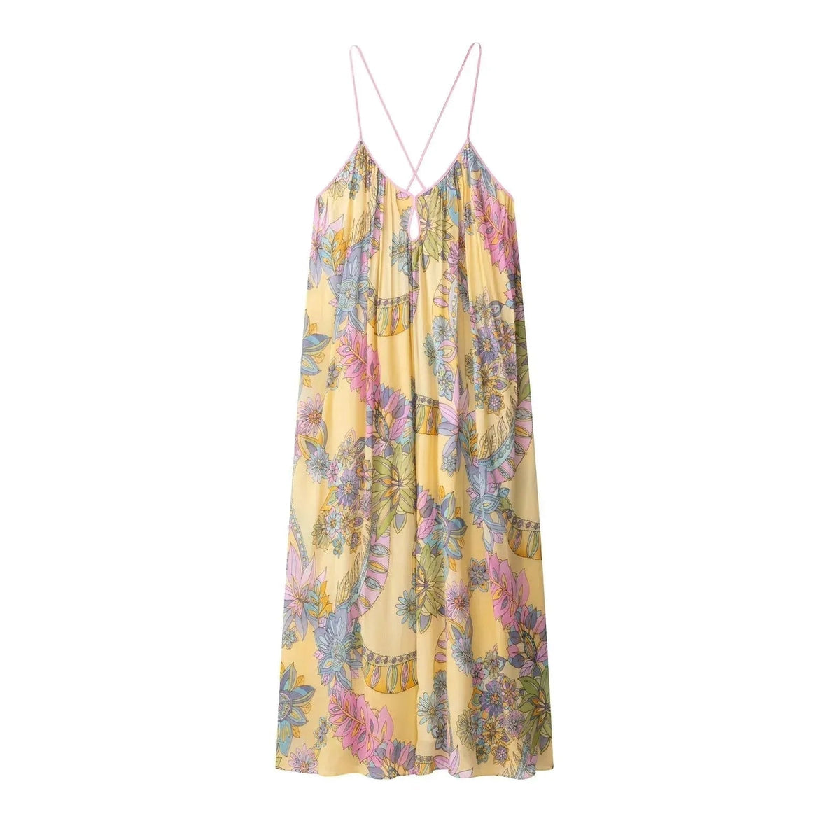 Camille chiffongklänning med blommönster och camisole-design