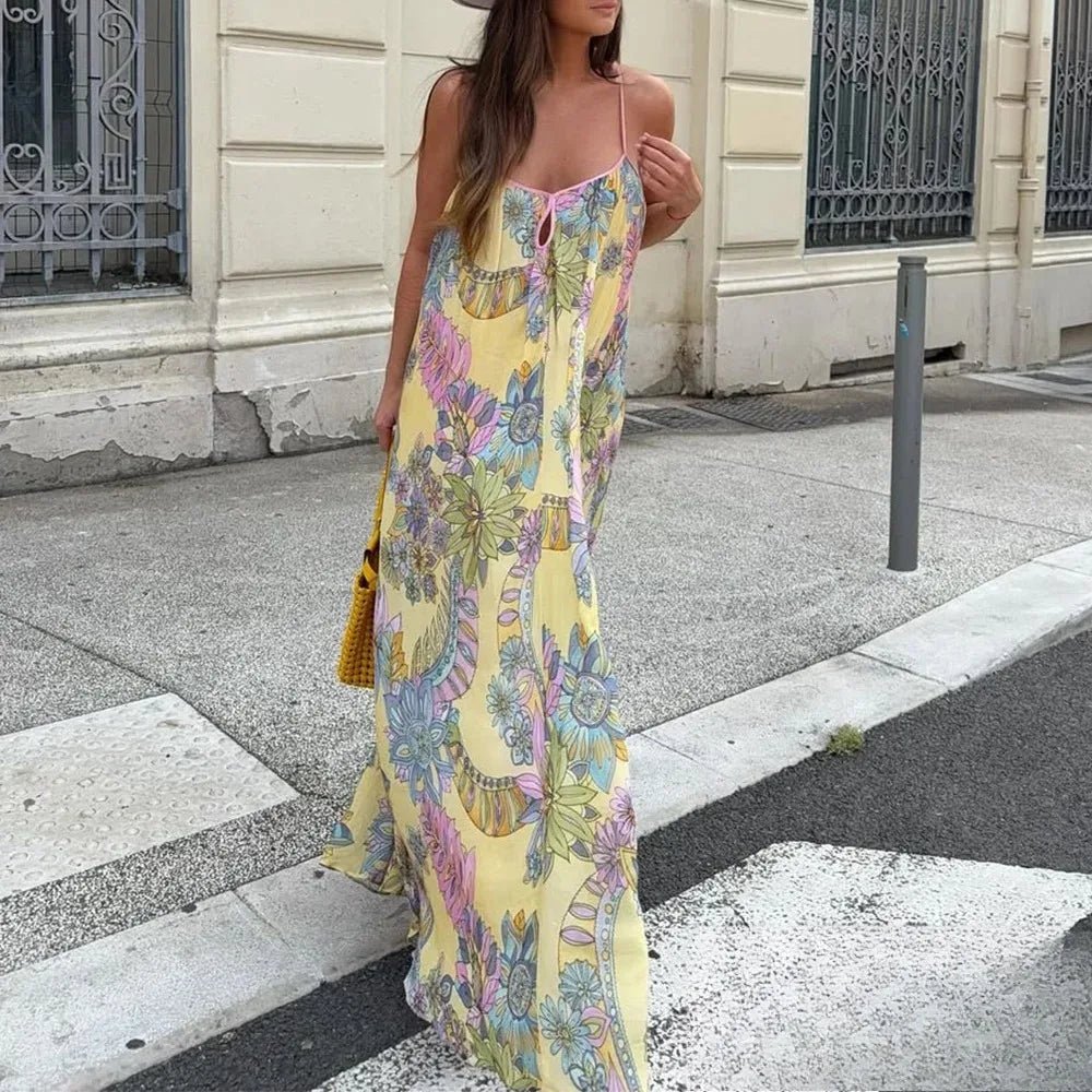 Camille chiffongklänning med blommönster och camisole-design
