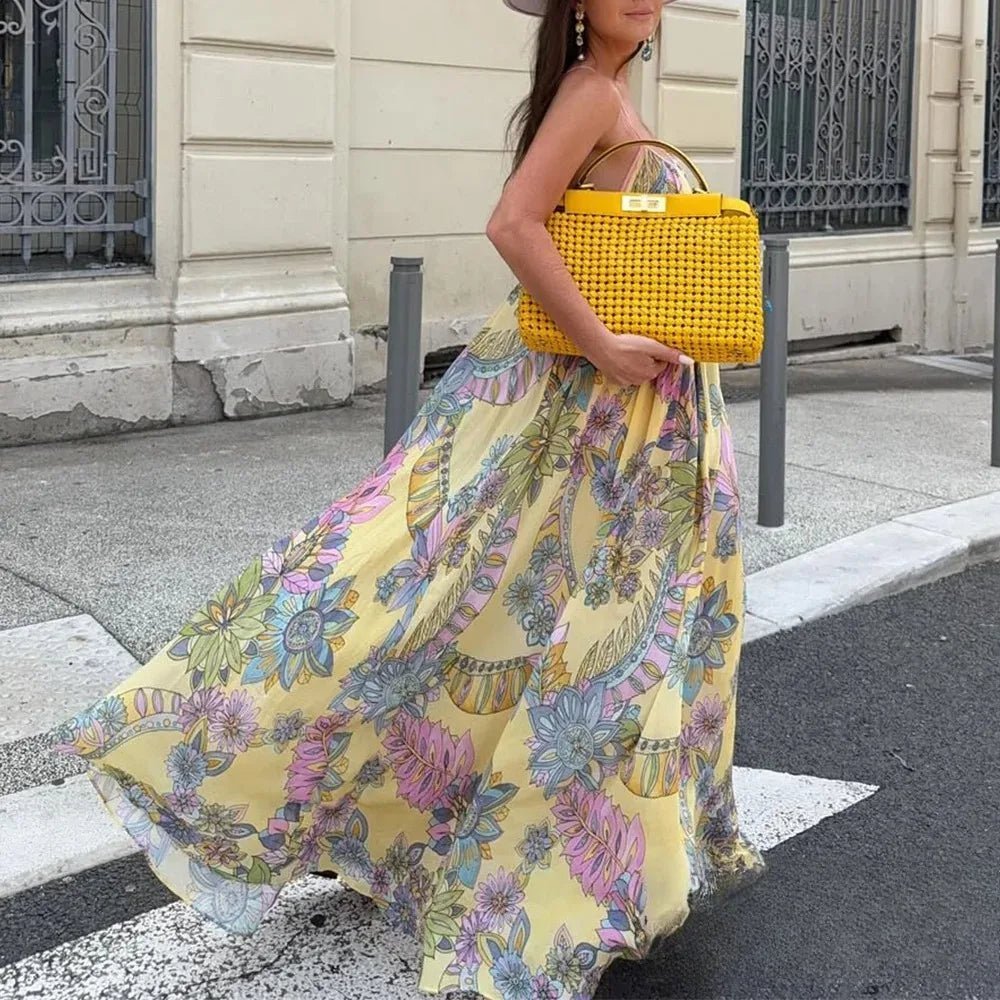 Camille chiffongklänning med blommönster och camisole-design