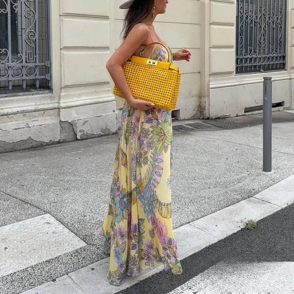 Camille chiffongklänning med blommönster och camisole-design