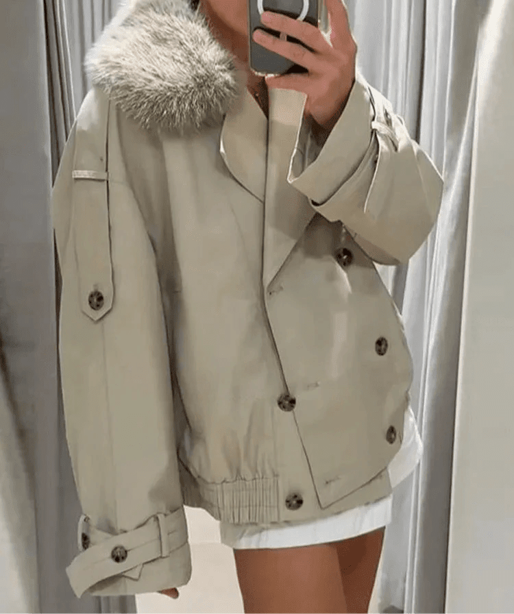 Camille trenchcoat med fuskpäls
