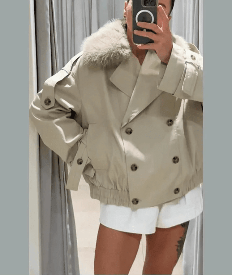 Camille trenchcoat med fuskpäls