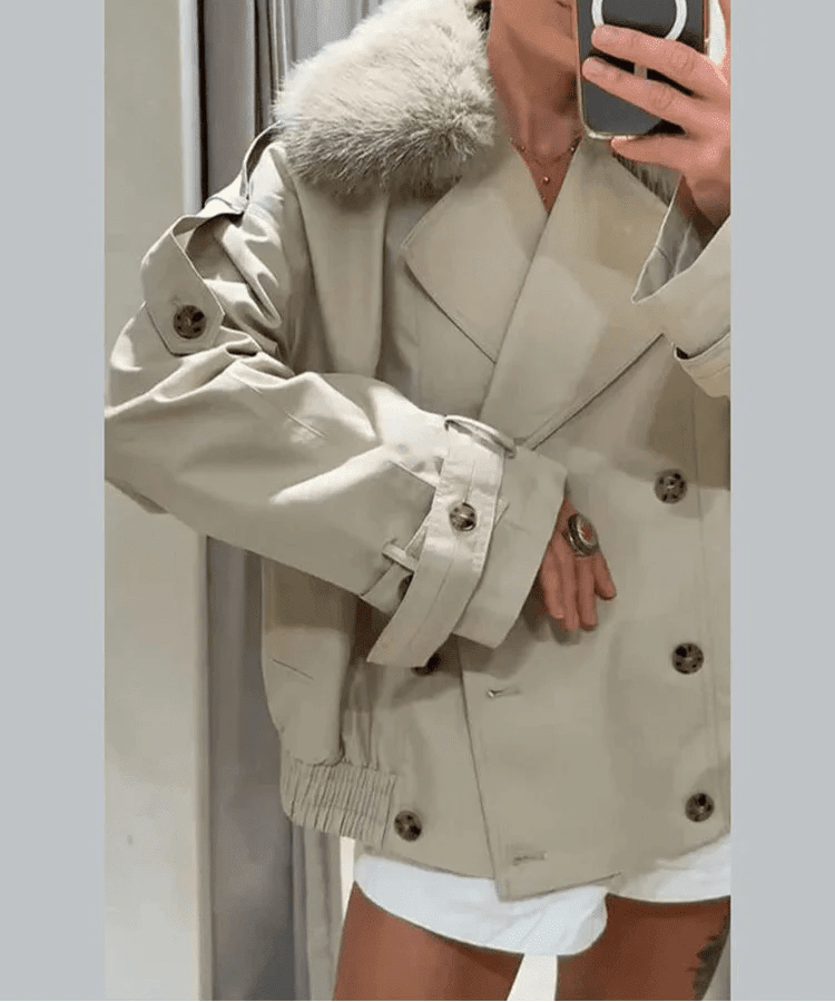 Camille trenchcoat med fuskpäls