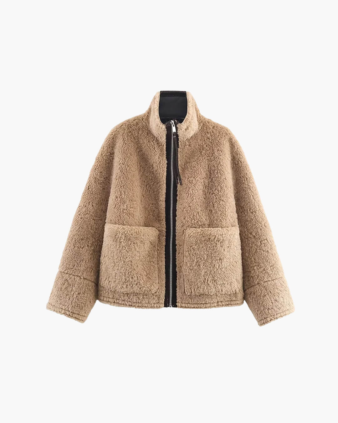 Carol jacka i pälsimitation med ståkrage