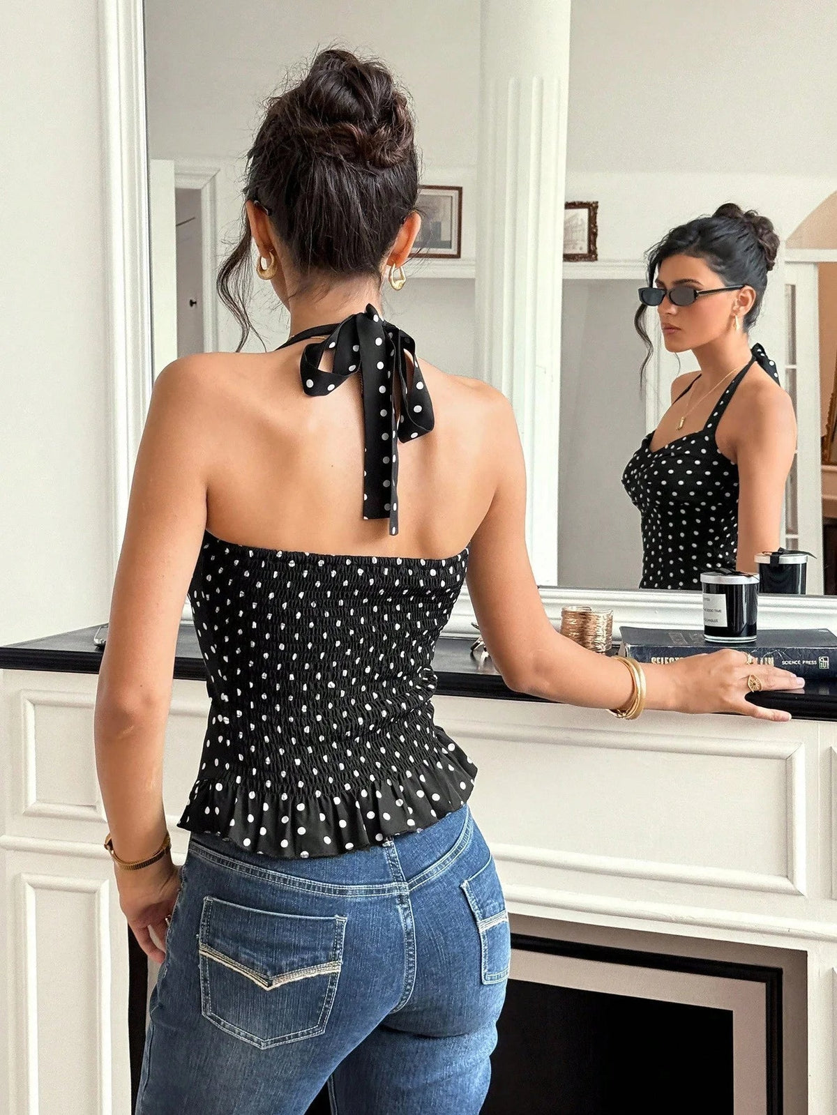 Caryl prickig halterneck-croptop