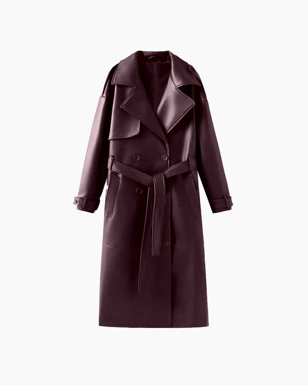 Cassy lång trenchcoat i konstläder