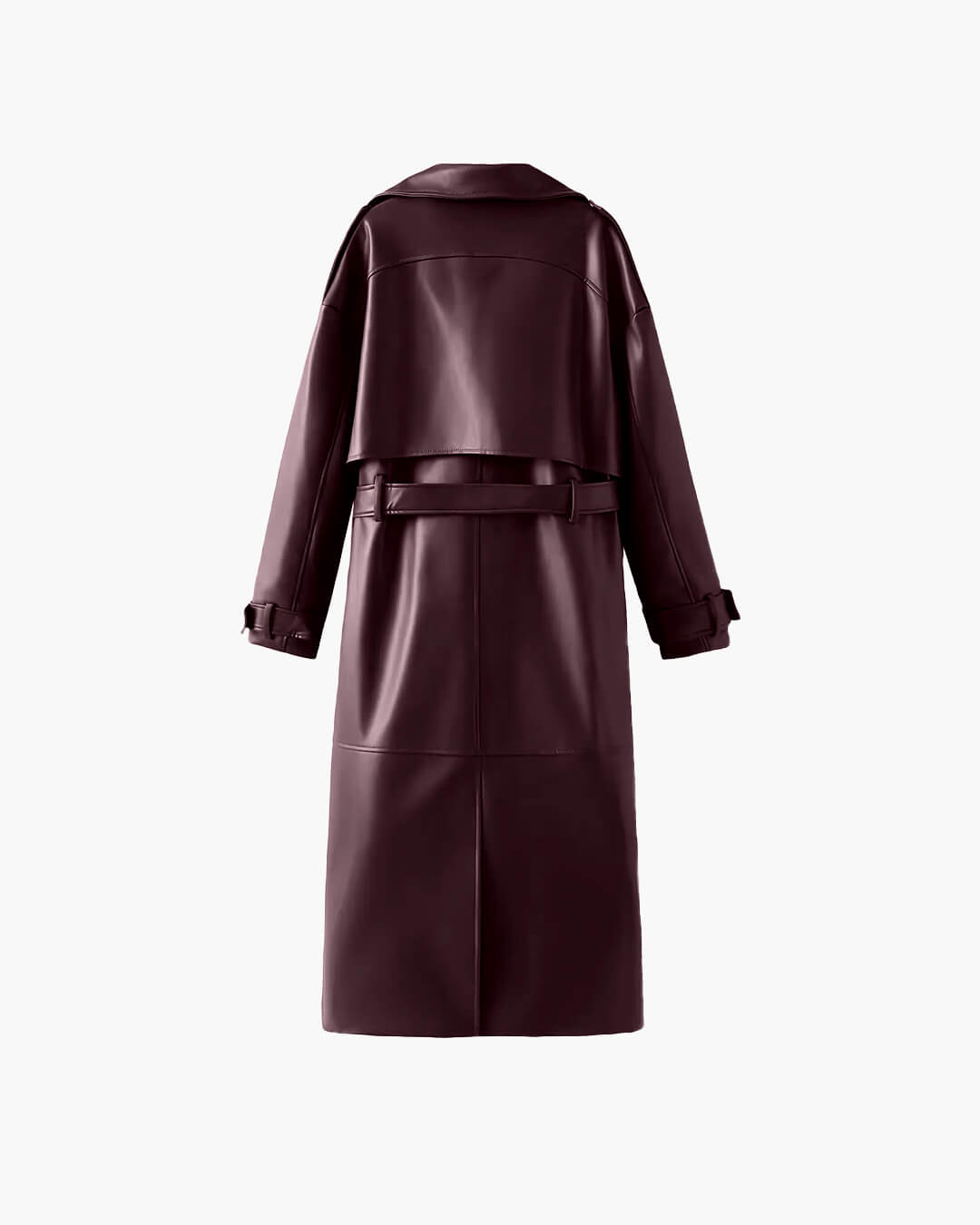 Cassy lång trenchcoat i konstläder