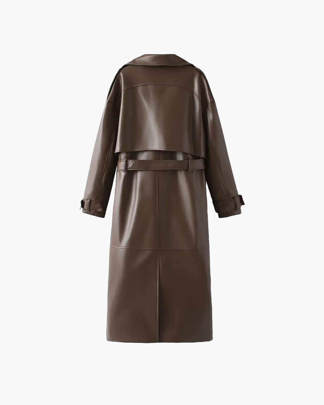 Cassy lång trenchcoat i konstläder