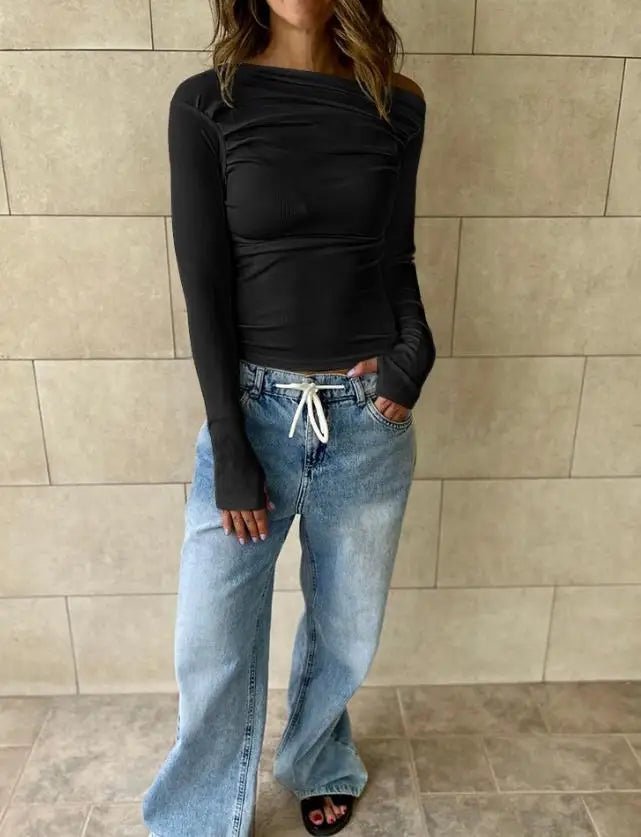 Cassy långärmad topp med bara axlar